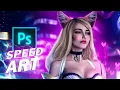 Kalinka Fox Cosplay Ahri Speed Art in Photoshop