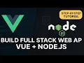 How to build web application using Vue js Frontend Node js Backend Server with Subtitle