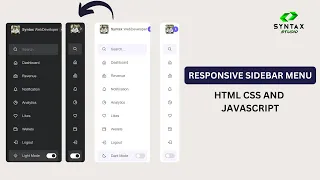 Responsive Sidebar Menu in HTML CSS JavaScript Dark Light Mode