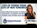 Lots of storms today then lots of heat tomorrow