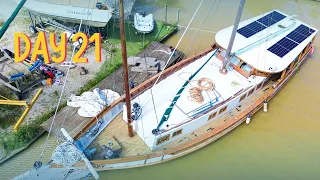 Boat decks don’t sand themselves! — Sailing Yabá 252