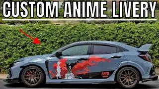 Installing CUSTOM Anime Car Wrap Insane Livery on my Honda Type R