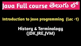 Introduction to Java programming history of Java programming JDK JRE JVM