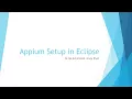 Appium Setup with Eclipse in Windows