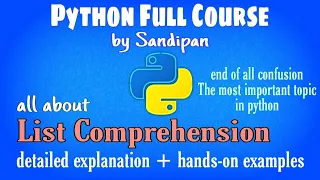 Lec 9 Lists Comprehension in Python detailed explanation with examples Python full course