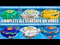 COMPLETE ALL CLASSIC BEYBLADES - DRANZER DRAGOON WOLBROG DRACIEL DRIGER QR CODES TOTAL BURST