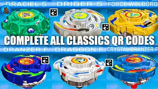 COMPLETE ALL CLASSIC BEYBLADES - DRANZER DRAGOON WOLBROG DRACIEL DRIGER QR CODES TOTAL BURST