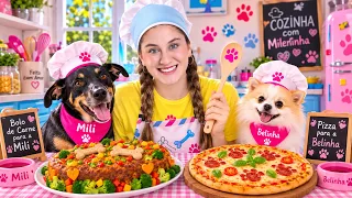 MILENINHA BRINCA DE FAZER PIZZA PARA BELINHA E A MILLI