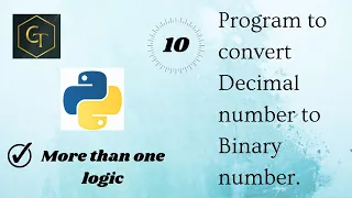 Python Tutorial Program to convert Decimal Number to Binary Number