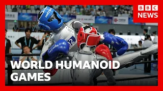 Robots compete in football, boxing and sprinting at World Humanoid Games in China | BBC News