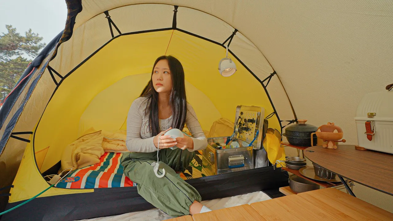 강풍 부는 해변 앞, 백패킹 텐트에 오토캠핑 풀세팅하고 고등어솥밥, 감자도우피자 만들어 먹는 캠핑 브이로그 | 대부도 비치캠핑장 썸네일