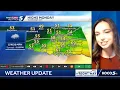 Meteorologist Taylor Cox shows temperatures in the 60s today with lots of sunshine