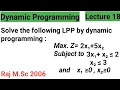Dynamic Programming Solving Linear Programming Problem using Dynamic Programming approach M Sc