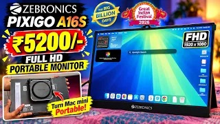 Zebronics Pixigo A16S Review | ₹5,200 Portable Monitor for Mac Mini M4 & Laptop!