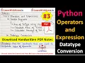 - Python Operators and Expressions Datatype Conversion Free Handwritten Notes
