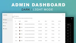 Responsive Admin Dashboard Using HTML CSS JavaScript with Light Dark Mode