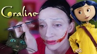 Coraline Makeup Tutorial 🪡 Creepy Doll Transformation