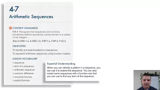 Algebra 1 4-7 Arithmetic Sequences Introduction and Solve It