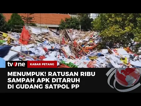 Sampah Atribut Kampanye Menumpuk di Gudang Satpol PP Cakung