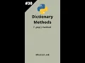 pop method in dictionary python pop method