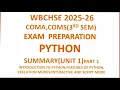 Class 12 3rd sem Python Unit1 Preparation Python Unit1 Revision Introduction to Python