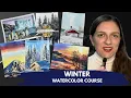 Download Lagu Complete Watercolor Winter Scenes Course: Paint Stunning Landscapes, Reflections \u0026 Cozy Cabins