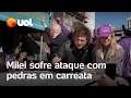 Download Lagu Milei sofre ataque com pedras durante ato de campanha em meio a polêmica com irmã na Argentina