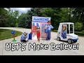 Pretending To Be a Mailman USPS Kid Trax Ride On Post Office Tent Girls and Dog Costume Review