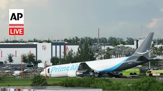 LIVE: Aftermath of Amazon cargo plane crash at Miami airport