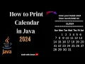 2024 Calendar in Java How to Print Calendar in Java