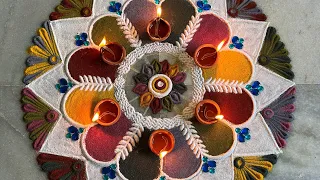 Diwali special colourful and unique rangoli design! #ecofriendly #rangolicolours #diwali #rangoli 
