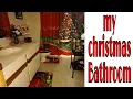 4pcs Merry Christmas Shower Curtain set with non-slip rug Bathmath toilet lid cover Unboxing2020