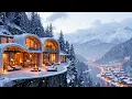 Download Lagu Snow Falling in Balcony | Warm Lights and Fireplace ~ Listen to Jazz in Winter Days MP3