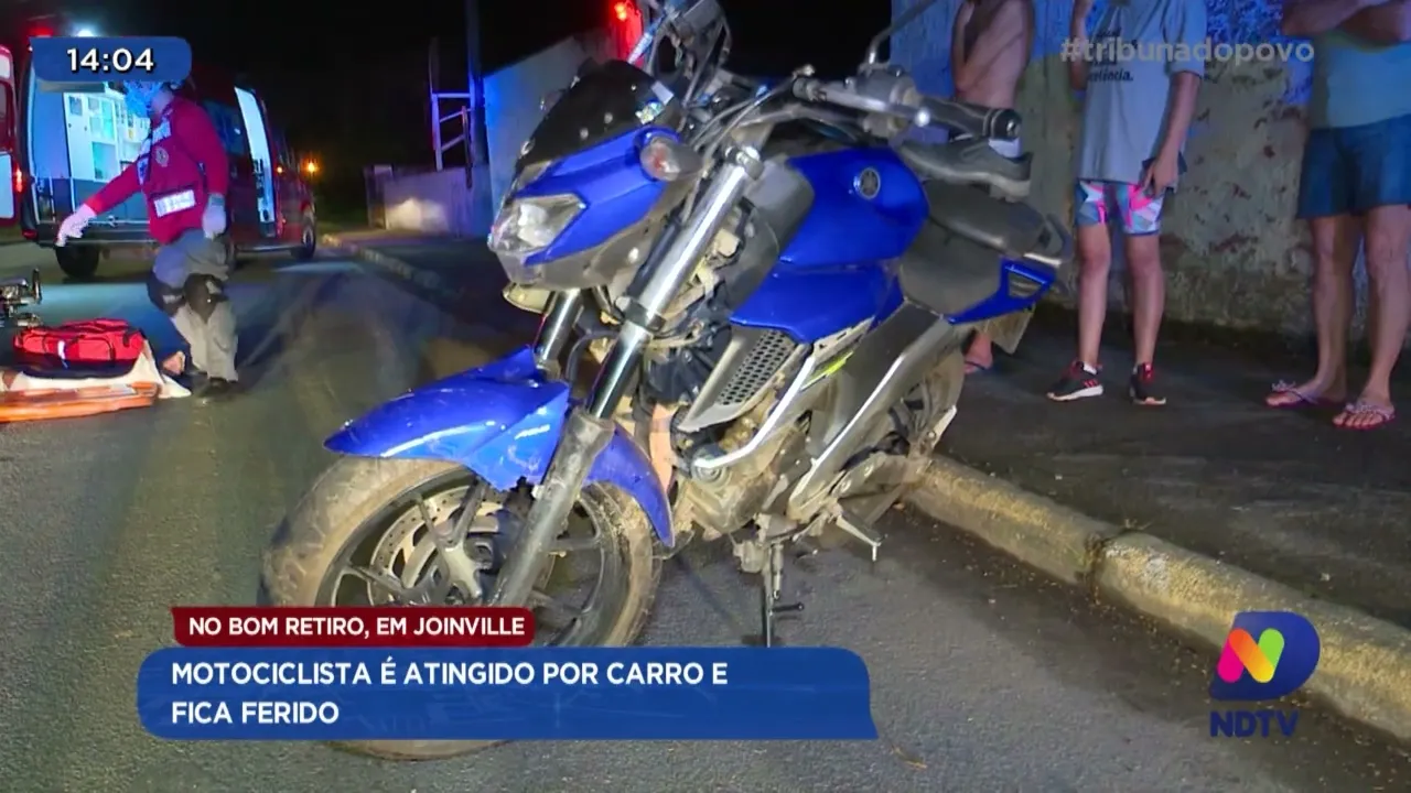 No Bom Retiro, em Joinville, motociclista é atingido por carro e fica ferido