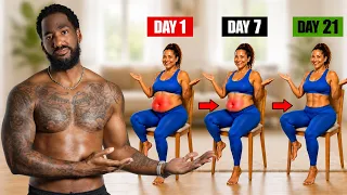 BELLY, HIPS & THIGHS Melt Away SITTING in 5 Mins!  (21-Day Chair Challenge)