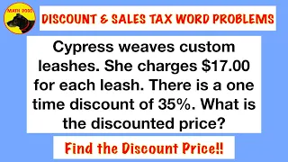 Discount Sales Tax Word Problems Discount Price