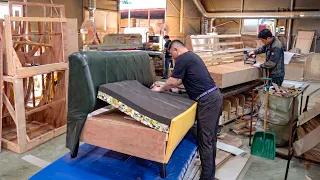 Insane Furniture Making Skill! This Factory Builds Leather Sofa Fast Through Split Workflow