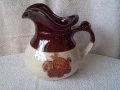 Vintage McCoy Pitcher Brown and White Fruit Pattern 7515