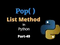 Pop List Method in Python Part-49 Python Tutorial For Beginners