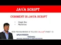 WEB PROGRAMMING IN TELUGU PART 21 - COMMENT IN JAVA SCRIPT JAVA SCRIPT COMMENT IN TELUGU