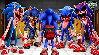 ENTRANDO en LA ESCUELA de TODOS los SONIC.EXE en GTA 5 !! (Sonic.exe mod)