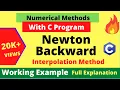 Newton Backward Interpolation Method Working Example C Program Numerical Methods