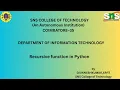 Recursive function Python V-3 SNS Institutions