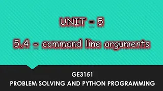 Command Line Arguments In Python Tamil UNIT-5 CSE P26 Quick Through