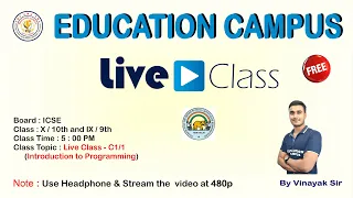 Introduction to Programming Java Class 9 and 10 ICSE Vinayak Sir