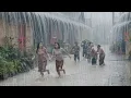EXTREME WEATHER in Indonesia Torrential Rain Thunderstorm Village Rain Sounds for Deep Sleep