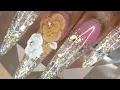 Acrylic Nails Tutorial - How to Encapsulated Nails Ice Glitter Ombre Nails with 3D Acrylic Flowers