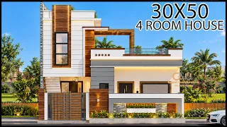 “₹15 लाख में 4 Room House Plan With Car Parking😲, 30X50 Modern House Design"