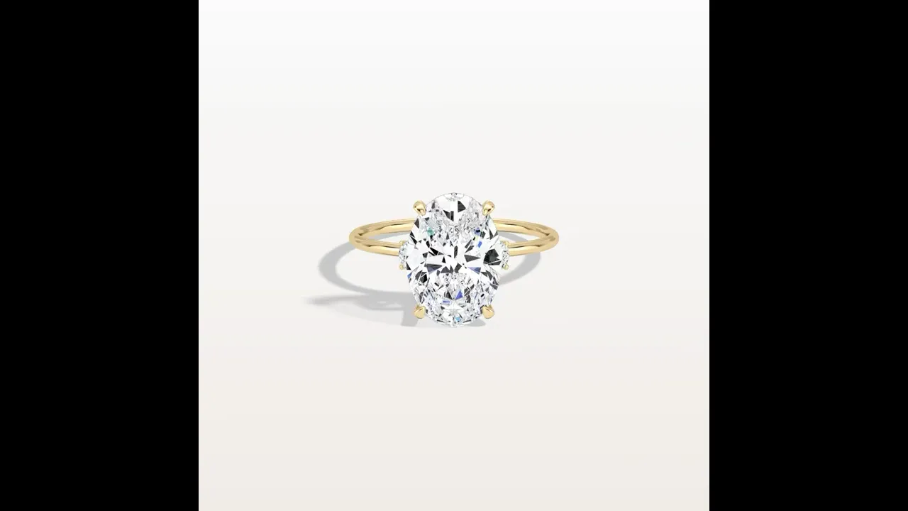 Olivia丨3CT Three-Stone Lotus-Inspired Lab-grown Diamond Engagement Ring