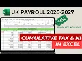 Cumulative Tax NI Calculator in Excel UK Payroll 2026-27